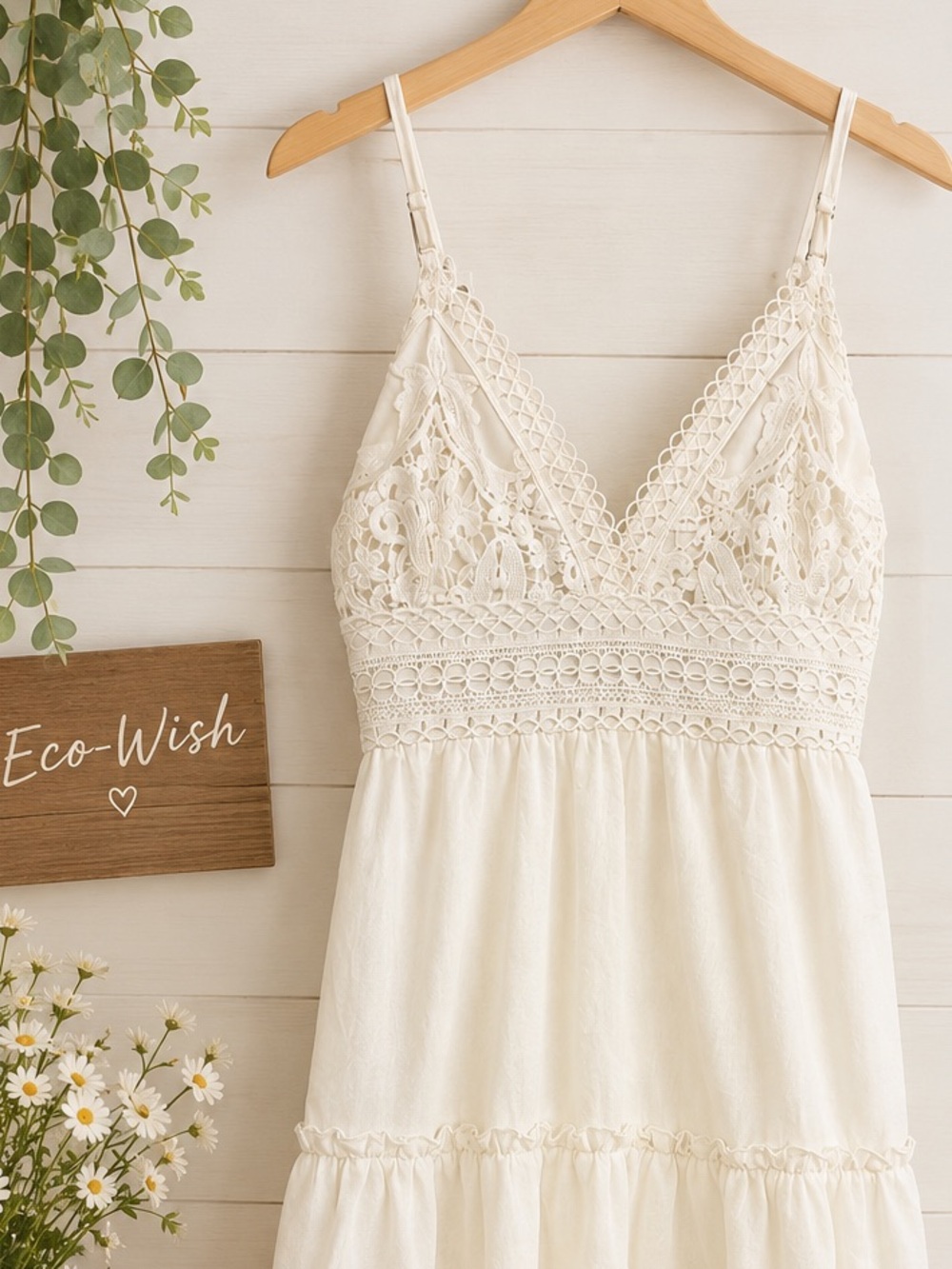 Ecowish white short dress with flowers